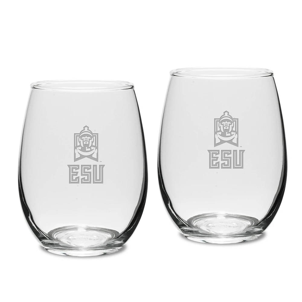 East Stroudsburg Warriors 15oz. 2-Piece Stemless Wine Glass Set