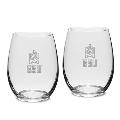 East Stroudsburg Warriors 15oz. 2-Piece Stemless Wine Glass Set