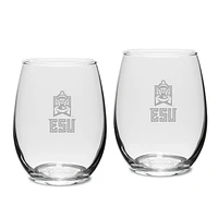 East Stroudsburg Warriors 15oz. 2-Piece Stemless Wine Glass Set