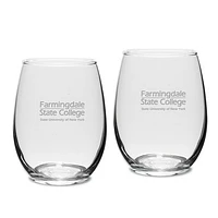 SUNY Farmingdale State Rams 15oz. 2-Piece Stemless Wine Glass Set