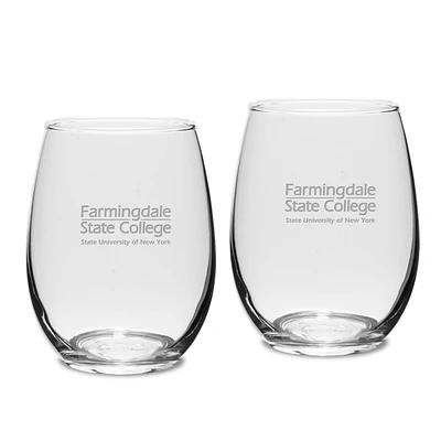 SUNY Farmingdale State Rams 15oz. 2-Piece Stemless Wine Glass Set