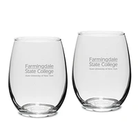SUNY Farmingdale State Rams 15oz. 2-Piece Stemless Wine Glass Set