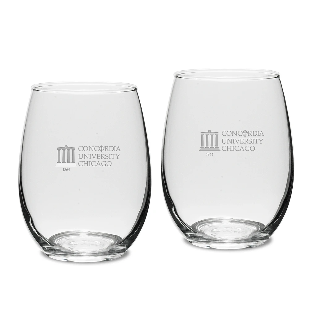 Concordia University (IL) Cougars 15oz. 2-Piece Stemless Wine Glass Set
