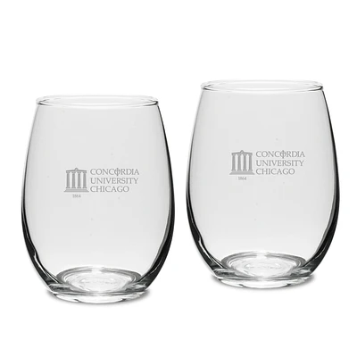 Concordia University (IL) Cougars 15oz. 2-Piece Stemless Wine Glass Set