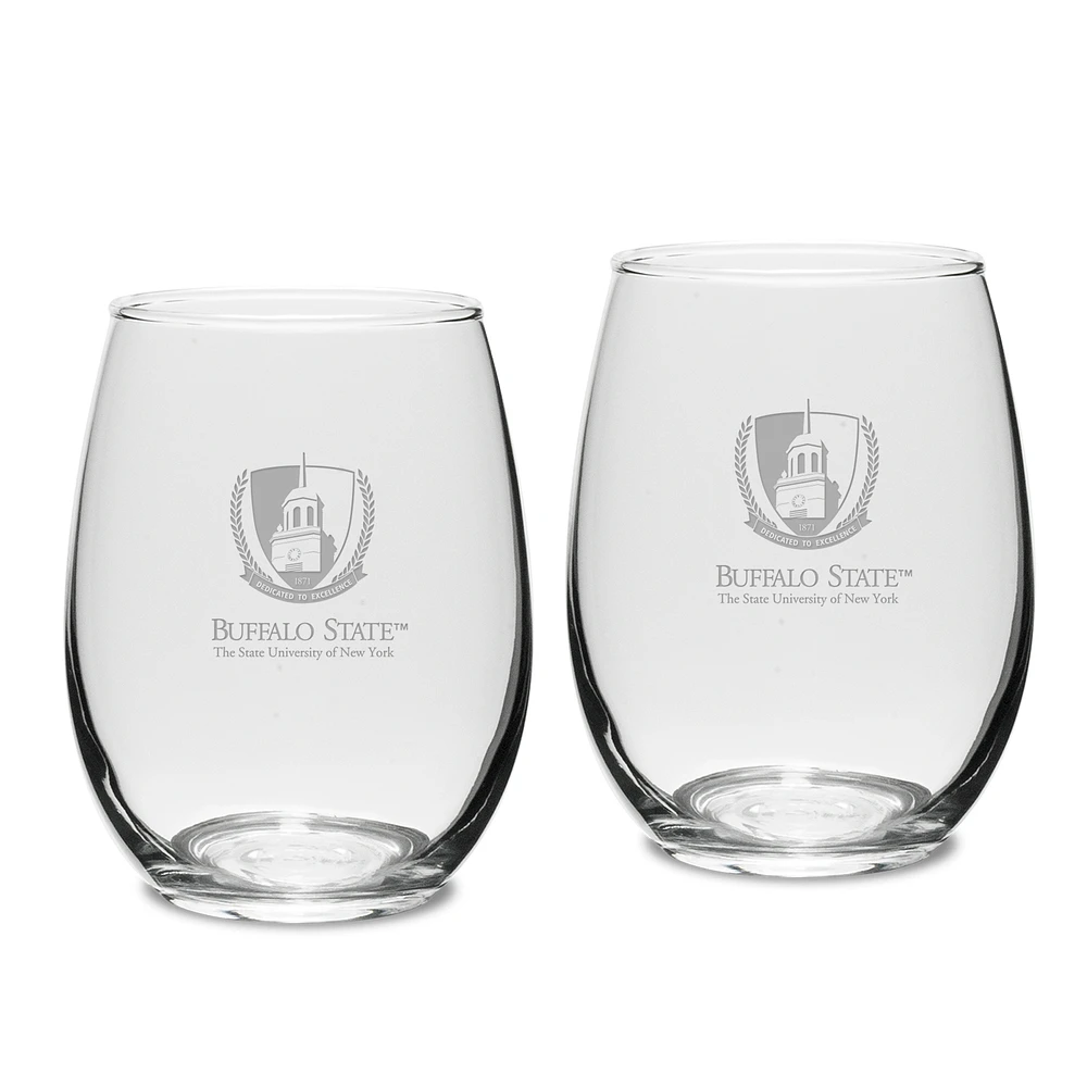 Buffalo State Bengals 15oz. 2-Piece Stemless Wine Glass Set