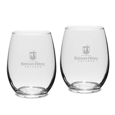Belmont Abbey Crusaders Team 15oz. 2-Piece Stemless Wine Glass Set