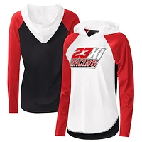 Women's G-III 4Her by Carl Banks White/Red 23XI Racing Triple-A Long Sleeve Hoodie T-Shirt