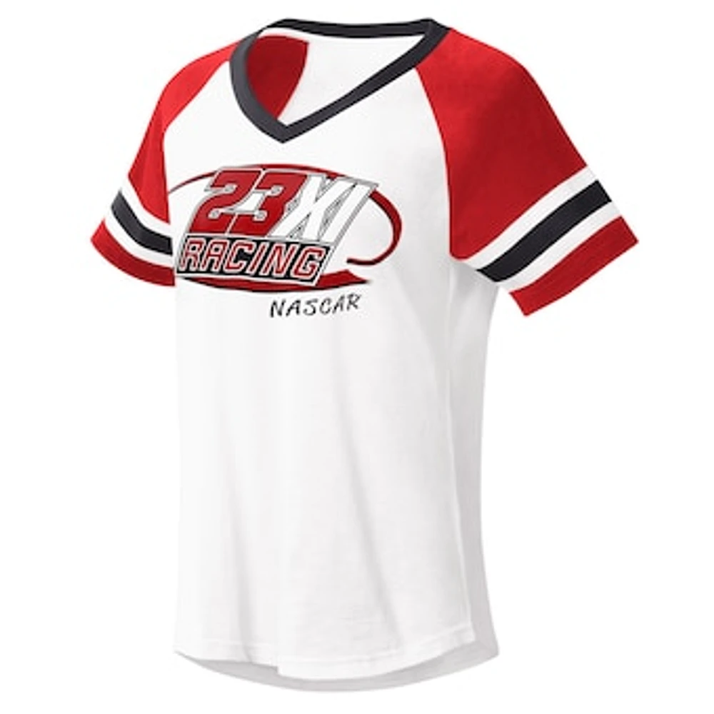 Women's G-III 4Her by Carl Banks White/Red 23XI Racing Circus Catch V-Neck T-Shirt