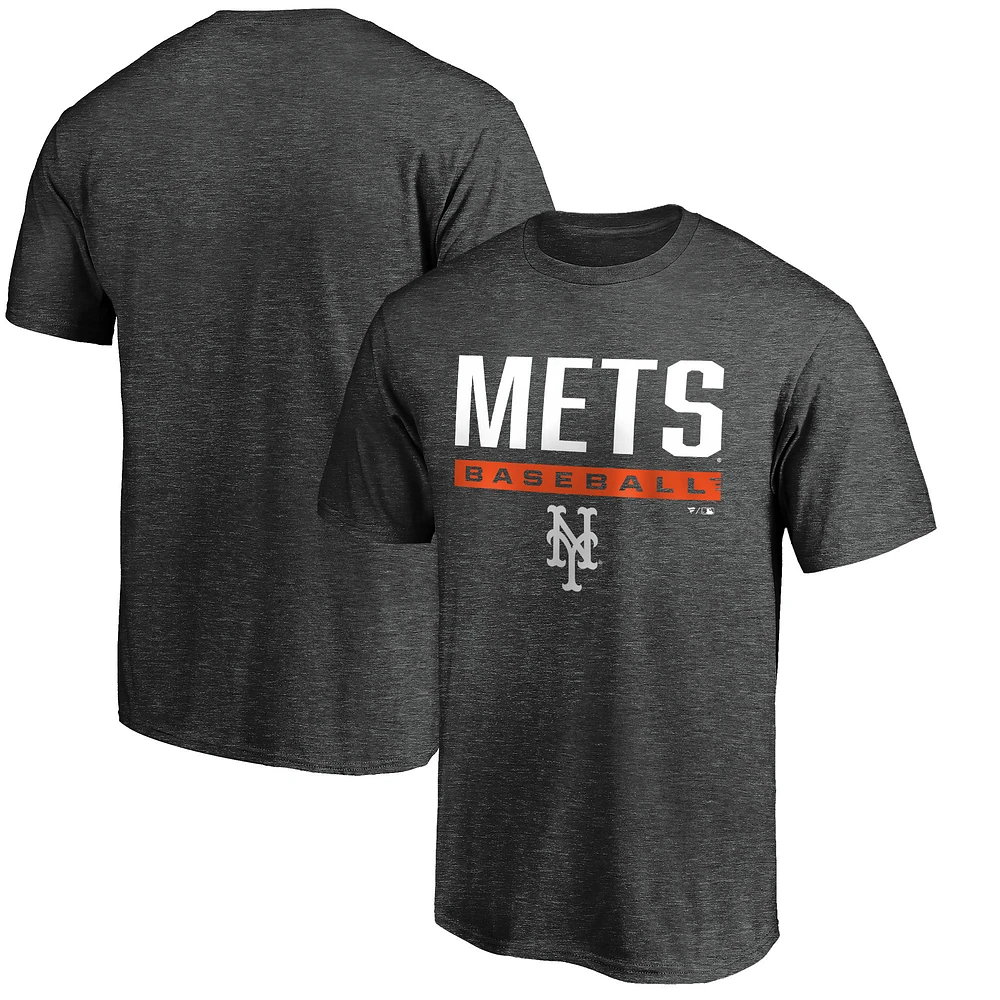 Men's Charcoal New York Mets Team Win Stripe T-Shirt