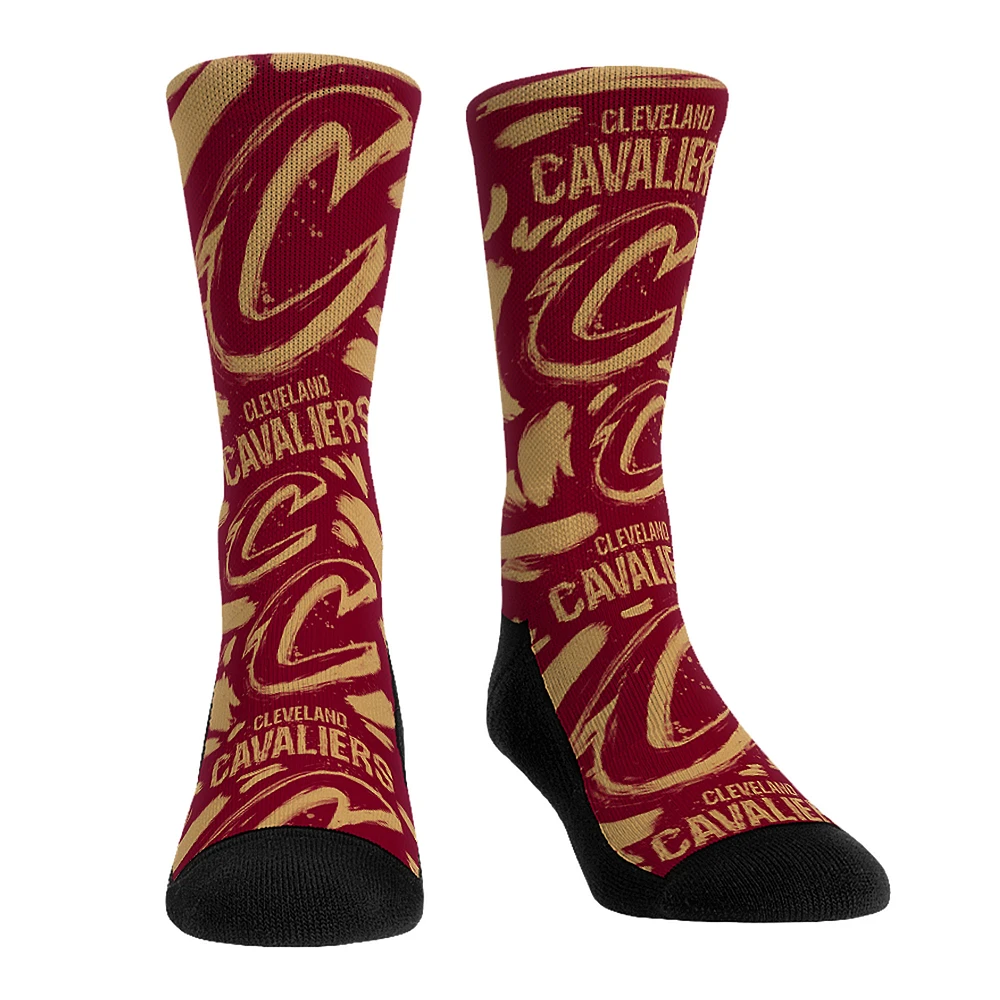 Unisex Rock Em Socks Cleveland Cavaliers Allover Logo & Paint Crew Socks