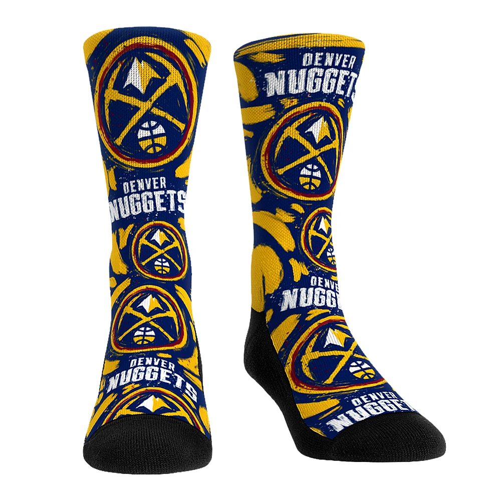 Unisex Rock Em Socks Denver Nuggets Allover Logo & Paint Crew Socks