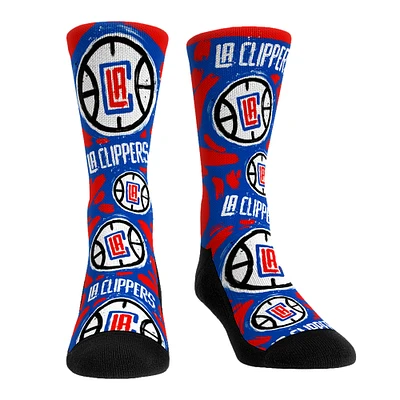 Unisex Rock Em Socks LA Clippers Allover Logo & Paint Crew Socks