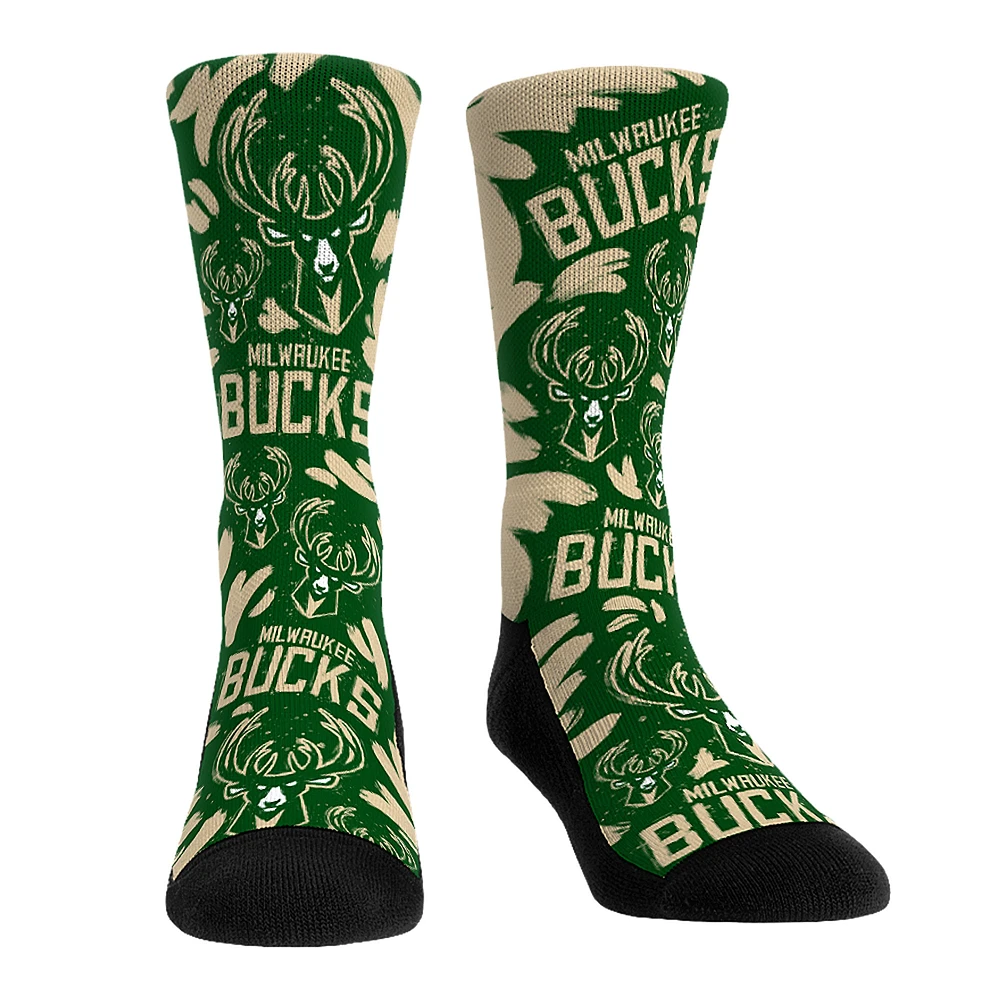 Unisex Rock Em Socks Milwaukee Bucks Allover Logo & Paint Crew