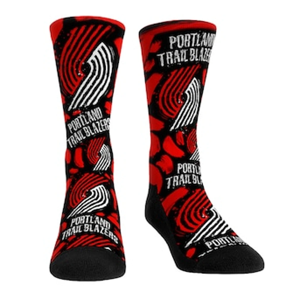 Unisex Rock Em Socks Portland Trail Blazers Allover Logo & Paint Crew Socks