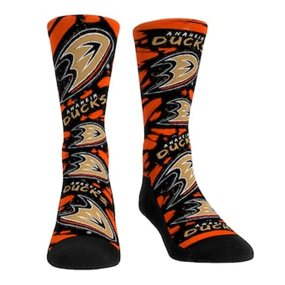 Unisex Rock Em Socks Anaheim Ducks Allover Logo & Paint Crew Socks