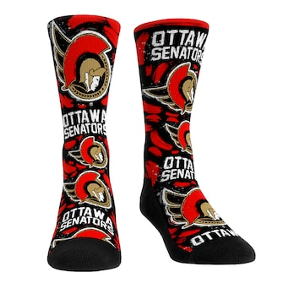 Unisex Rock Em Socks Ottawa Senators Allover Logo & Paint Crew Socks