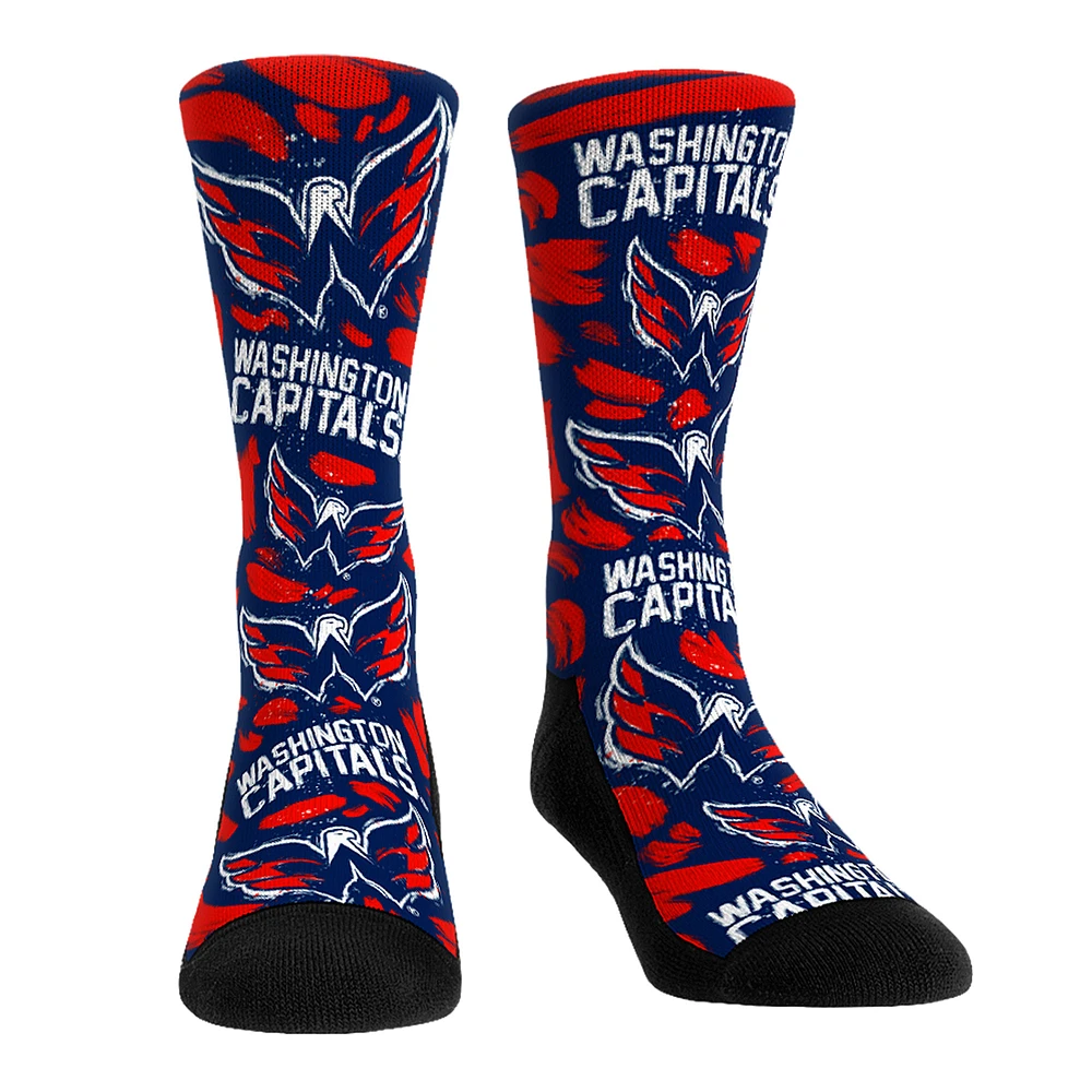 Unisex Rock Em Socks Washington Capitals Allover Logo & Paint Crew Socks