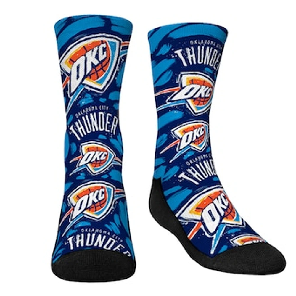 Youth Rock Em Socks Oklahoma City Thunder Allover Logo & Paint Crew Socks