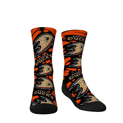 Youth Rock Em Socks Anaheim Ducks Allover Logo & Paint Crew Socks