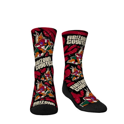 Youth Rock Em Socks Arizona Coyotes Allover Logo & Paint Crew Socks