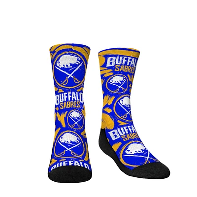 Youth Rock Em Socks Buffalo Sabres Allover Logo & Paint Crew Socks