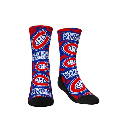 Youth Rock Em Socks Montreal Canadiens Allover Logo & Paint Crew Socks