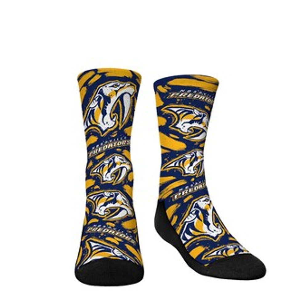 Youth Rock Em Socks Nashville Predators Allover Logo & Paint Crew Socks