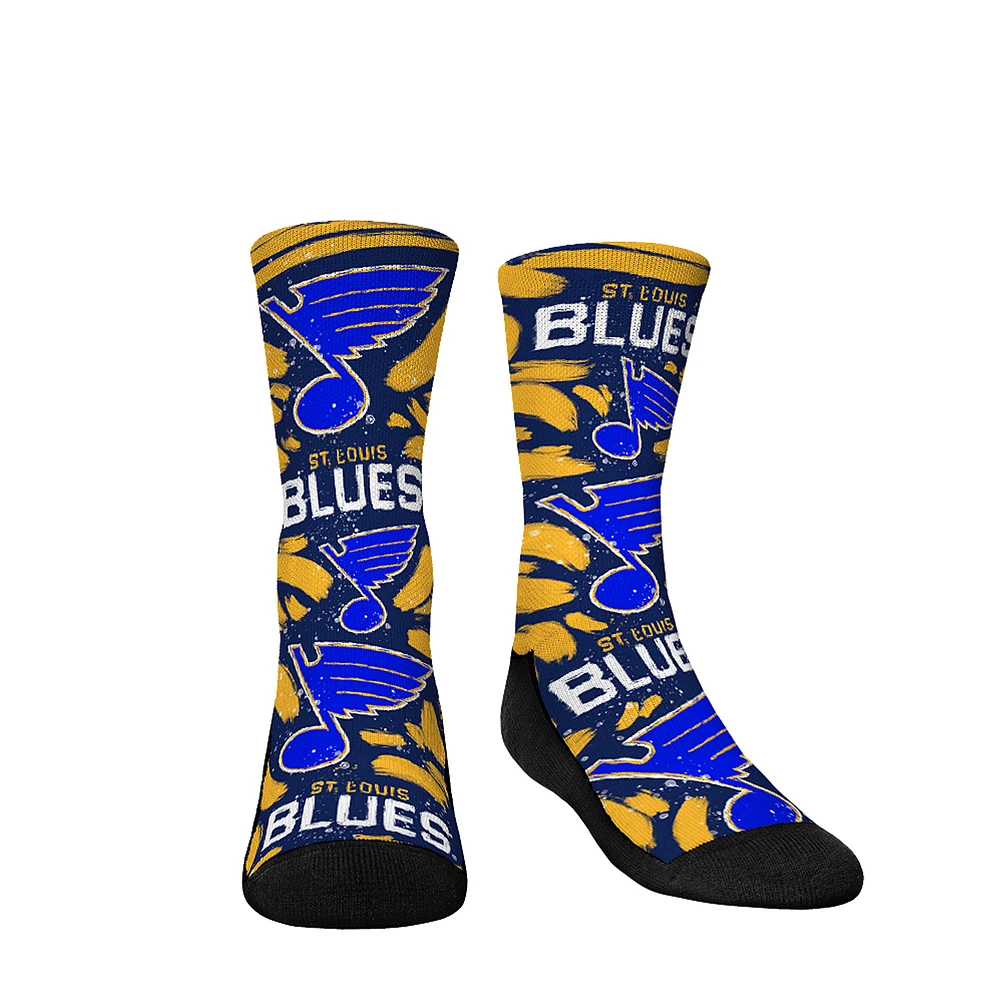 Youth Rock Em Socks St. Louis Blues Allover Logo & Paint Crew Socks