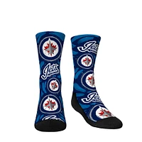 Youth Rock Em Socks Winnipeg Jets Allover Logo & Paint Crew Socks