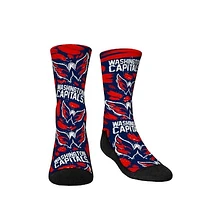 Youth Rock Em Socks Washington Capitals Allover Logo & Paint Crew Socks