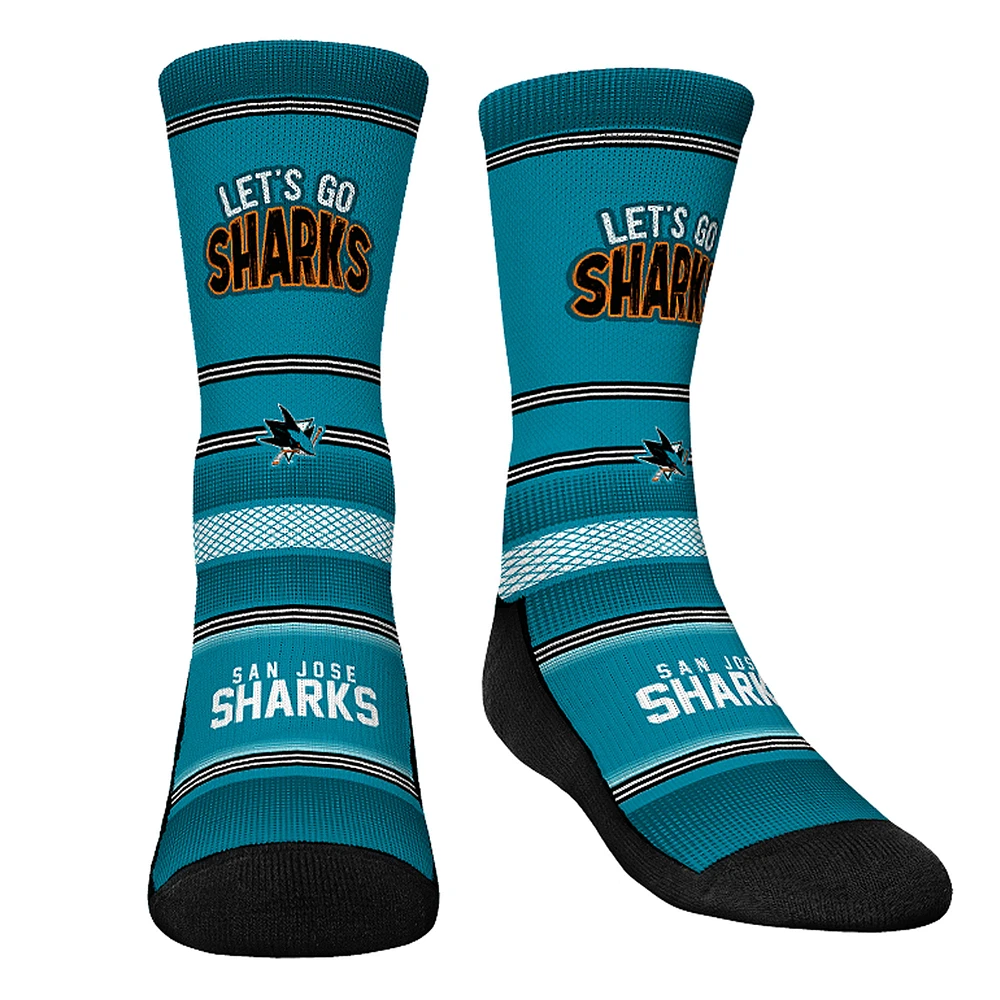 Youth Rock Em Socks San Jose Sharks Team Slogan Crew Socks