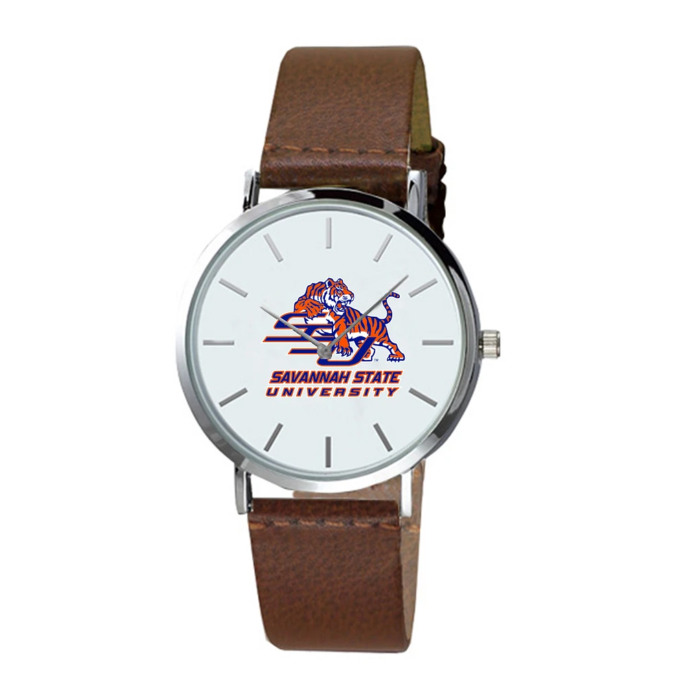 Savannah State Tigers Plexus Brown Leather Watch