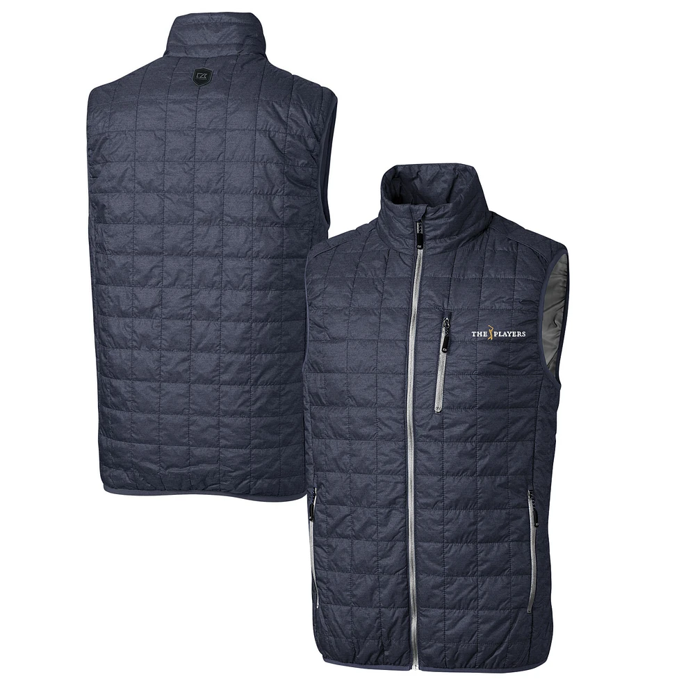 Men's Cutter & Buck Heather Charcoal THE PLAYERS Big Tall Rainier PrimaLoft Eco Insulated Full-Zip Puffer Vest