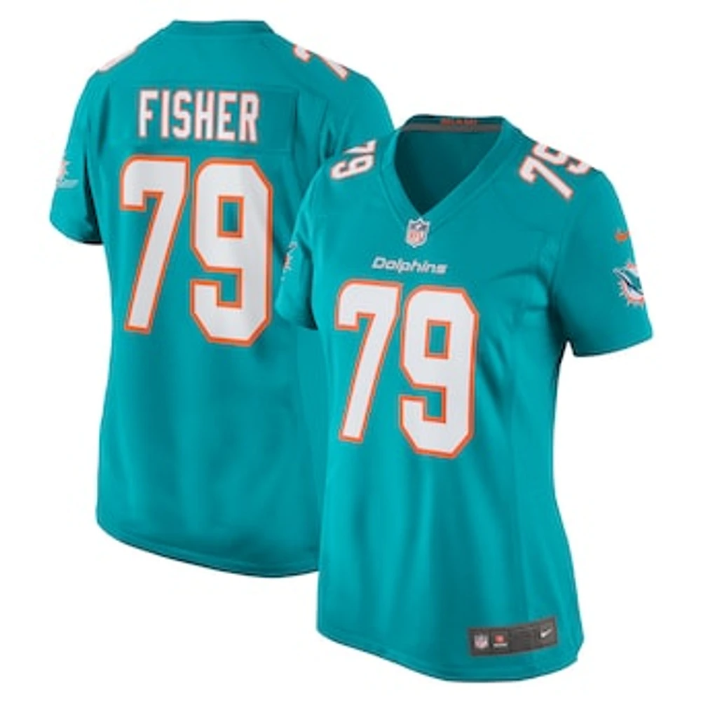 Women's Nike Eric Fisher Aqua Miami Dolphins Home Game Player Jersey