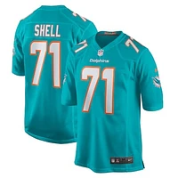 Men's Nike Brandon Shell Aqua Miami Dolphins Home Game Player Jersey