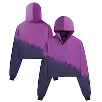 Women's 704 Shop Purple Charlotte FC Tie-Dye Cropped Pullover Hoodie