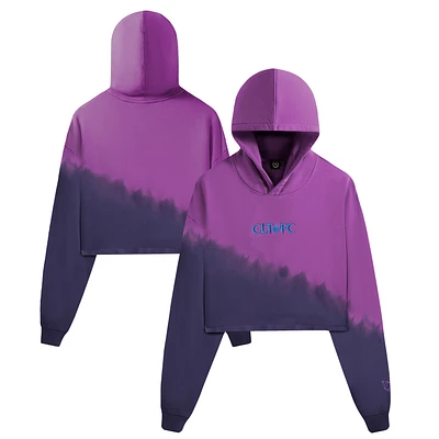 Women's 704 Shop Purple Charlotte FC Tie-Dye Cropped Pullover Hoodie