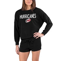 Women's Concepts Sport Black Carolina Hurricanes Gather Long Sleeve Top & Shorts Set