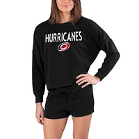Women's Concepts Sport Black Carolina Hurricanes Gather Long Sleeve Top & Shorts Set