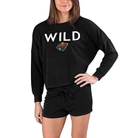 Women's Concepts Sport Black Minnesota Wild Gather Long Sleeve Top & Shorts Set