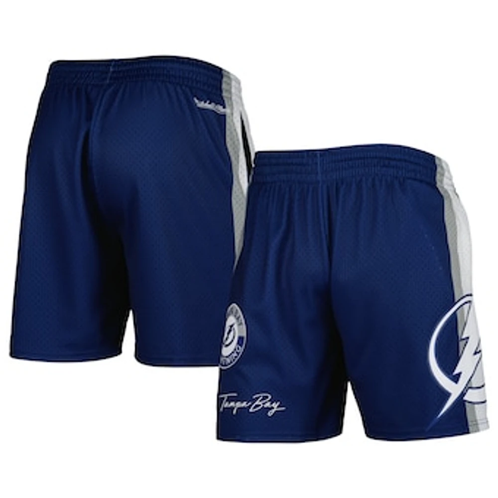 Men's Mitchell & Ness Blue Tampa Bay Lightning City Collection Mesh Shorts