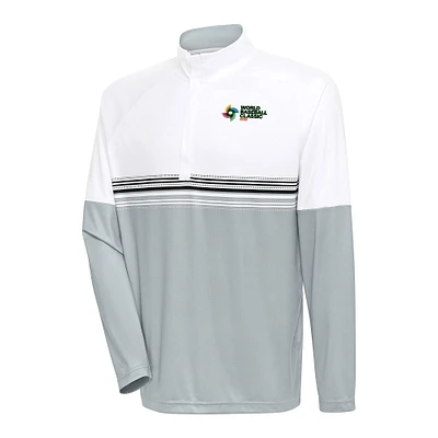 Men's Antigua White/Black 2023 World Baseball Classic Bender Quarter-Zip Pullover Top