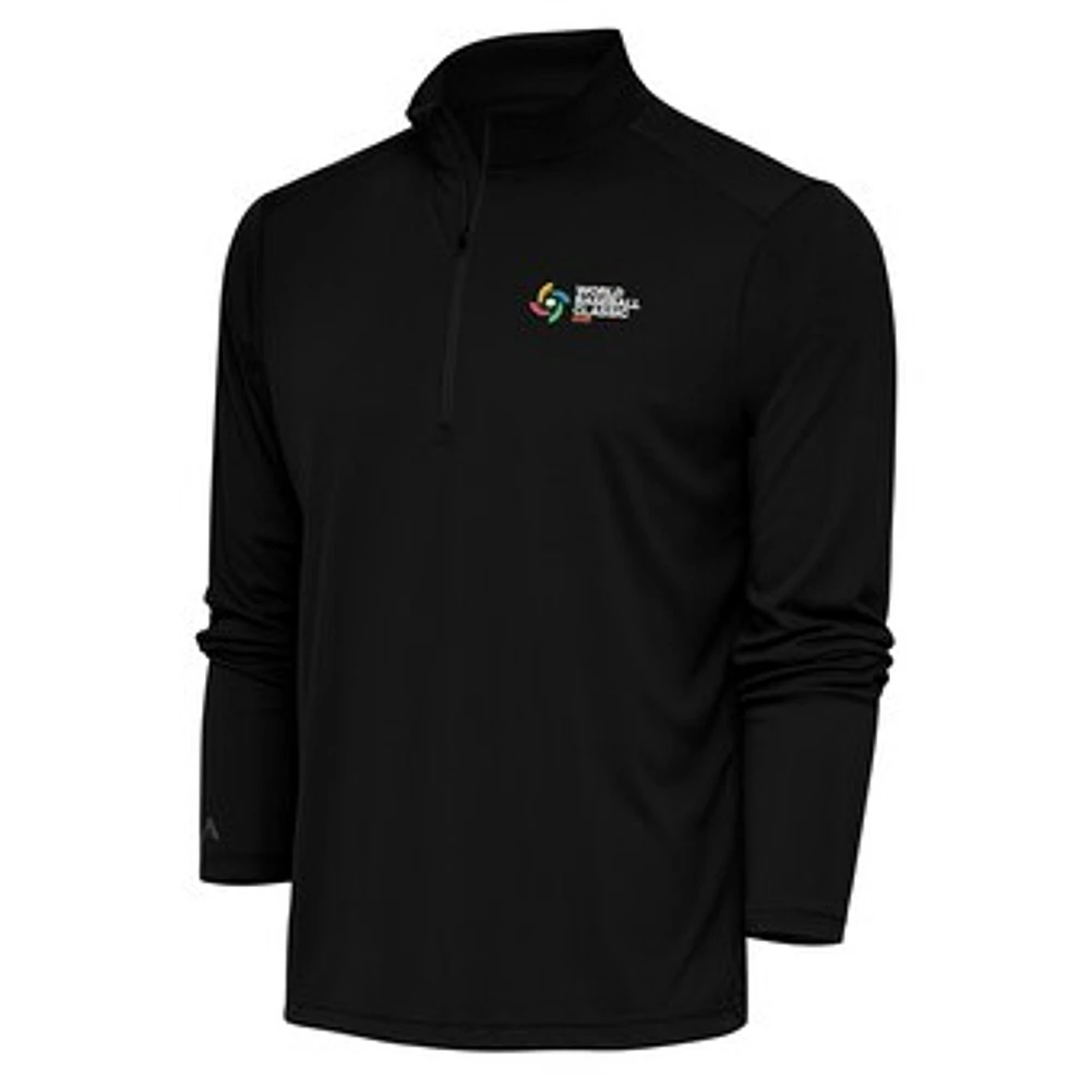 Men's Antigua Black 2023 World Baseball Classic Tribute Quarter-Zip Pullover Top