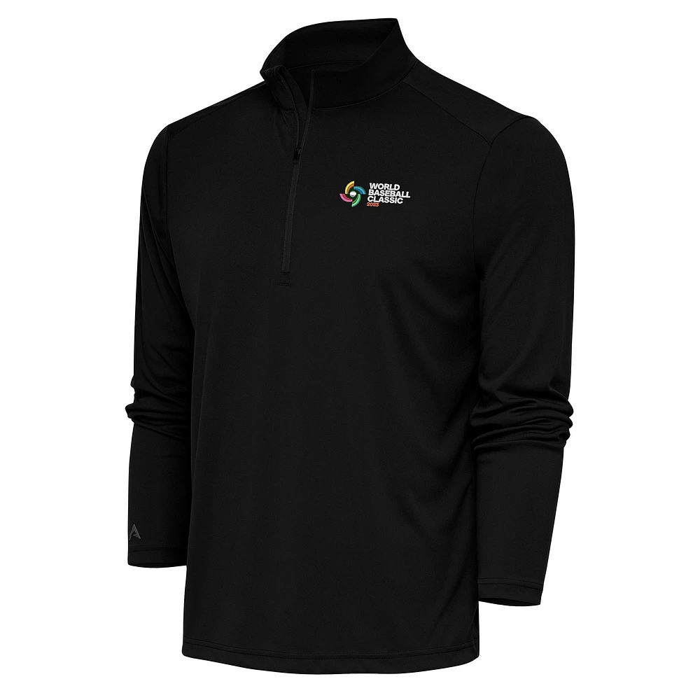 Men's Antigua Black 2023 World Baseball Classic Tribute Quarter-Zip Pullover Top