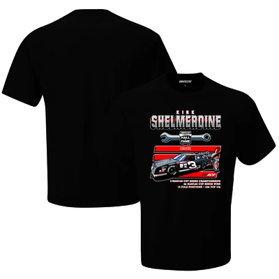 Men's Checkered Flag Black Kirk Shelmerdine NASCAR Hall of Fame Class 2023 Inductee T-Shirt