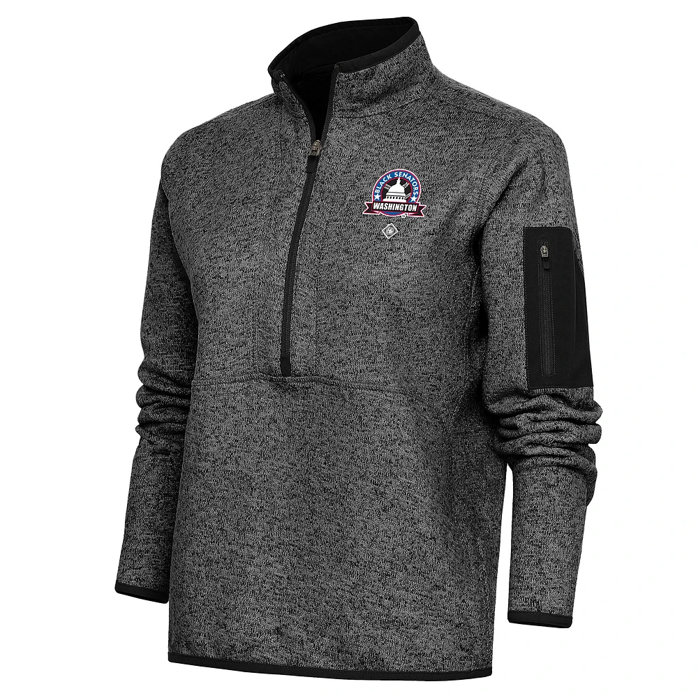 Women's Antigua Heather Black Washington Senators Fortune Half-Zip Pullover Jacket