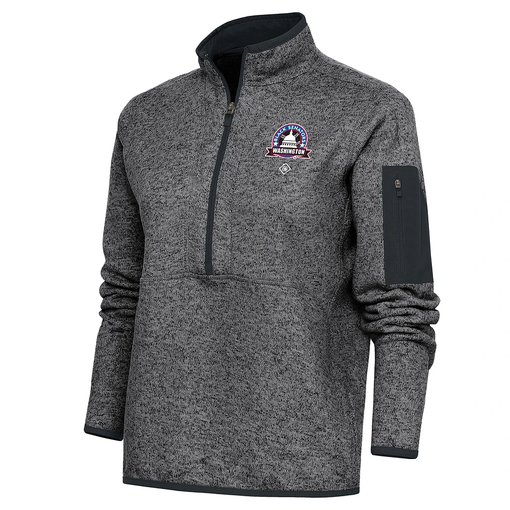 Women's Antigua Heather Charcoal Washington Black Senators Fortune Half-Zip Pullover Jacket