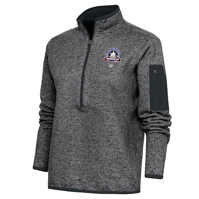 Women's Antigua Heather Charcoal Washington Black Senators Fortune Half-Zip Pullover Jacket