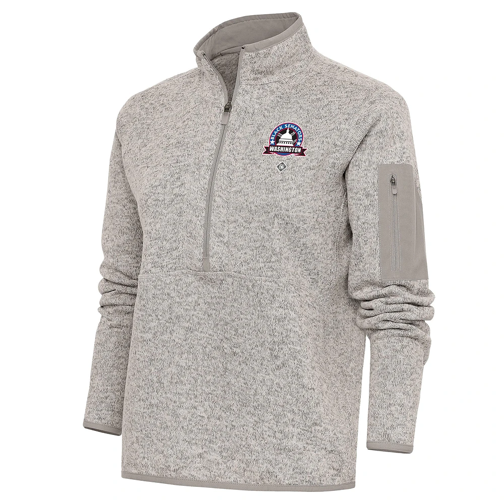 Women's Antigua Oatmeal Washington Black Senators Fortune Half-Zip Pullover Jacket