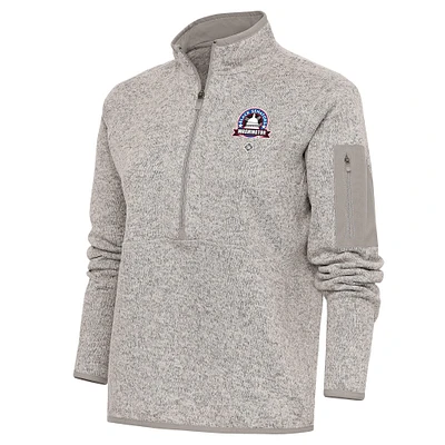 Women's Antigua Oatmeal Washington Black Senators Fortune Half-Zip Pullover Jacket